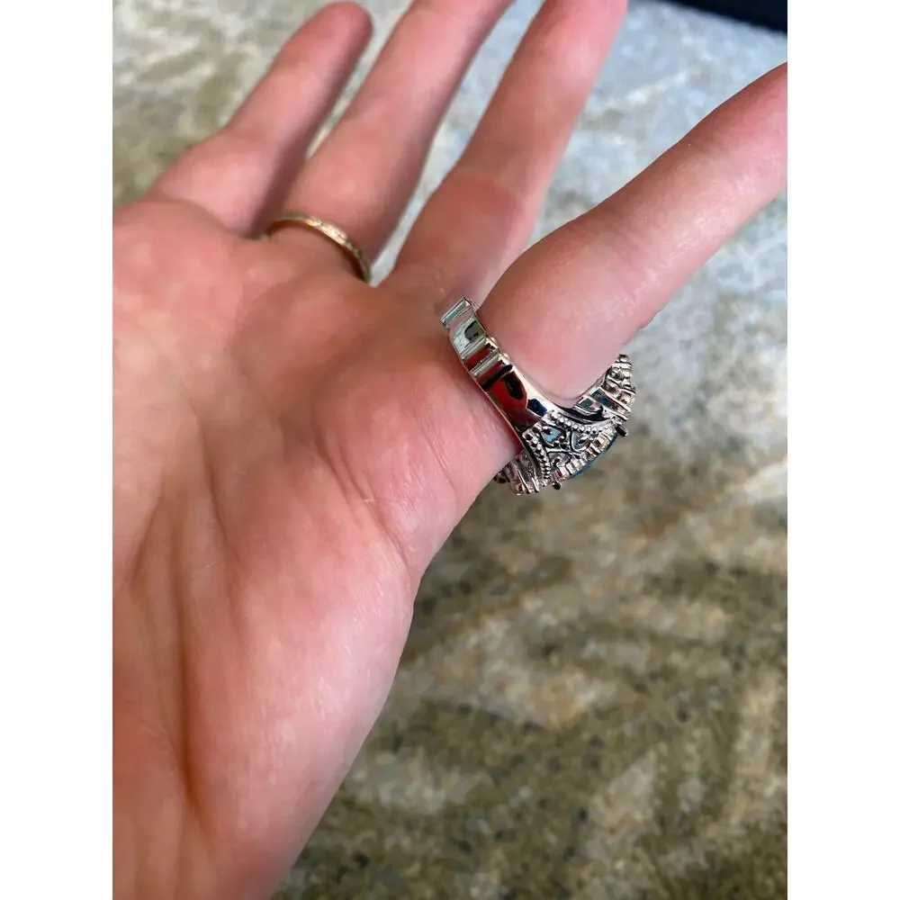 Dallas Prince Blue Topaz & White Zircon Ring, Sterling Silver, 379$ Sz 6